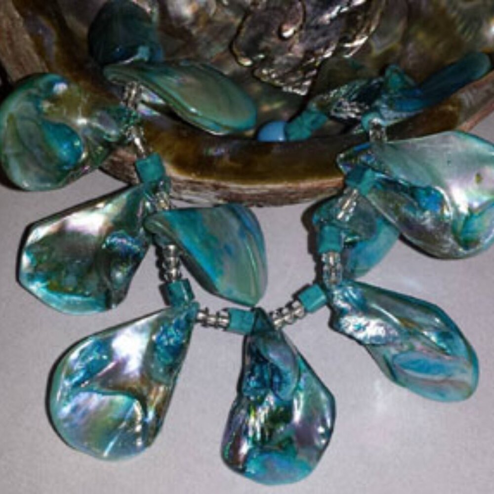 TDD Custom Made One Size Fits Most Turquoise Teardrop Shell Bracelet